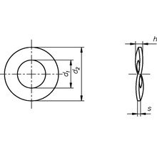 Reprezentare schematică a unei șaibe elastice cu dimensiuni