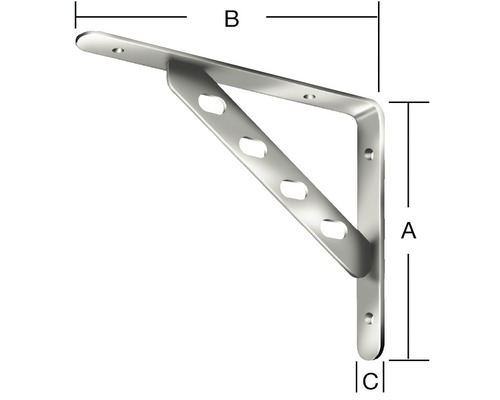 Consolă metalică pentru montaj pe perete cu dimensiuni