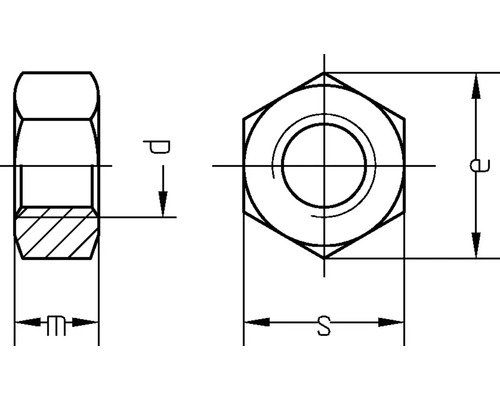 Desen tehnic al unei piulițe oarbe cu dimensiuni