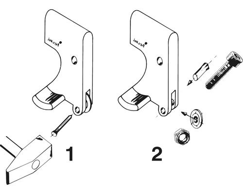 Desen cu două plăci de montaj Jokosit cu material de fixare