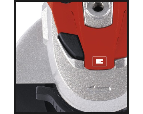 Vizualizare detaliată a unui polizor unghiular cu logo-ul Einhell