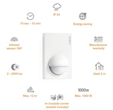 Senzor de mișcare Steinel IS180-2 180° max. 1000W, pentru exterior IP54, alb-thumb-7 Senzor de mișcare Steinel IS180-2 180° max. 1000W, pentru exterior IP54, alb-thumb-7