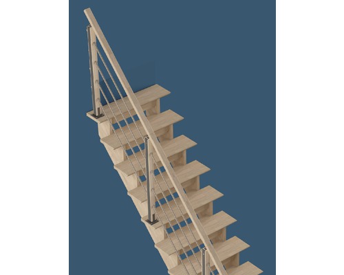 Scară din lemn cu balustradă metalică