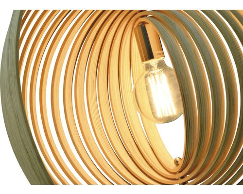 Lumină suspendată din lemn cu bec