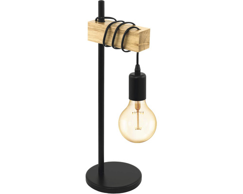 Lampă de masă cu element din lemn și bec