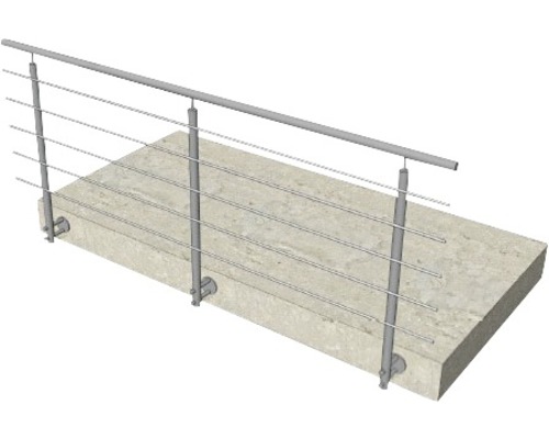 Balustradă din oțel cu fire orizontale pentru protecția împotriva căderilor
