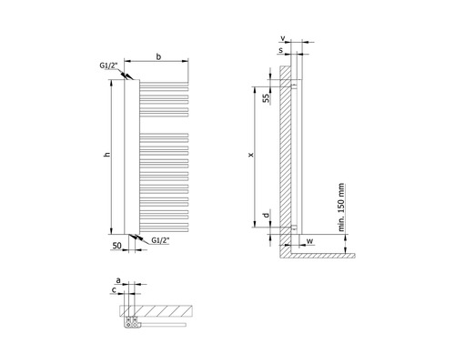 Desen tehnic al unui radiator cu dimensiuni