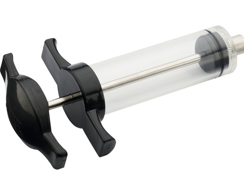 Seringă de injecție cu corp din plastic și piston metalic