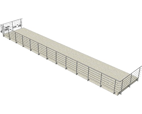 Ilustrație cu o rampă lungă de beton cu balustradă
