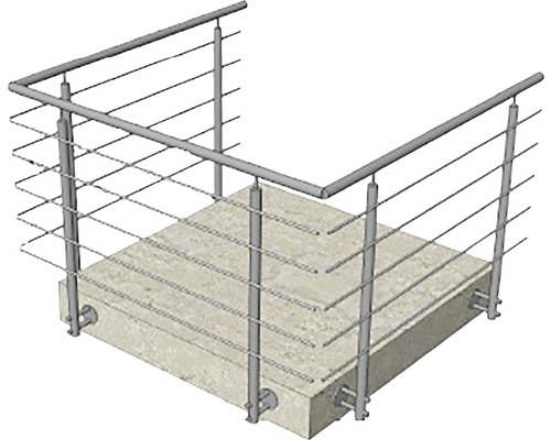 Balustradă din oțel inoxidabil pe o platformă de beton