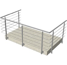 Balustradă cu cabluri din oțel inoxidabil pe o bază de beton