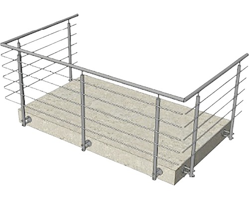 Balustradă cu cabluri din oțel inoxidabil pe o bază de beton