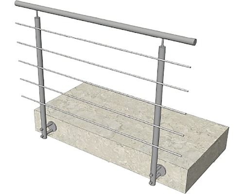 Balustradă din oțel inoxidabil pe suprafață de beton