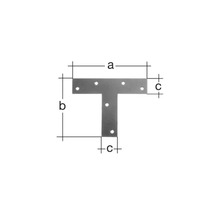 Conector în formă de T cu găuri și dimensiunile a, b și c