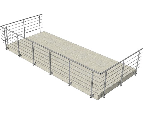 Balustradă din oțel inoxidabil pe o fundație de beton