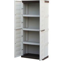 Dulap multifuncțional din plastic cu patru rafturi și uși deschise