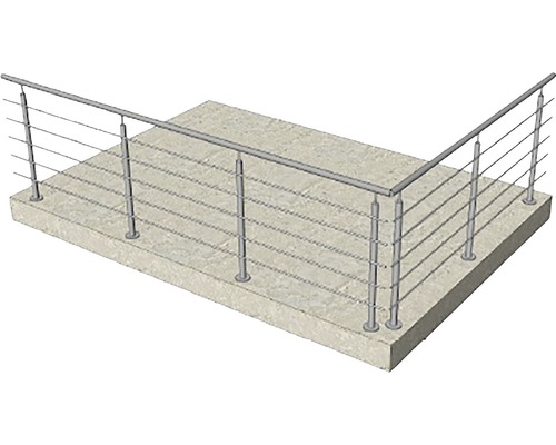 Balustradă din oțel inoxidabil cu suporturi orizontale pe o terasă