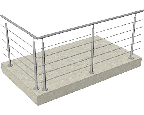 Balustradă cu cabluri din oțel inoxidabil pe o suprafață de beton