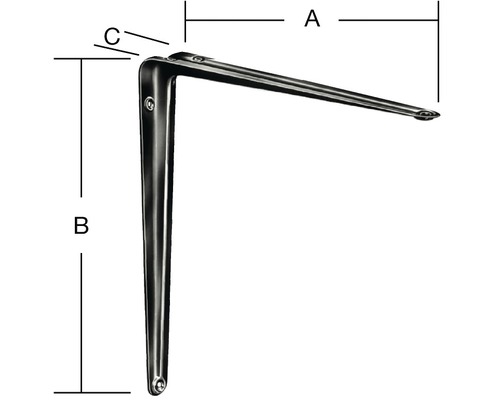 Consolă de colț cu dimensiunile A, B și C