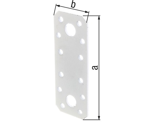 Conector metalic cu găuri și indicații de dimensiuni