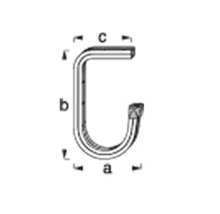 Ilustrație cu o clemă de țeavă cu dimensiunile a, b și c.