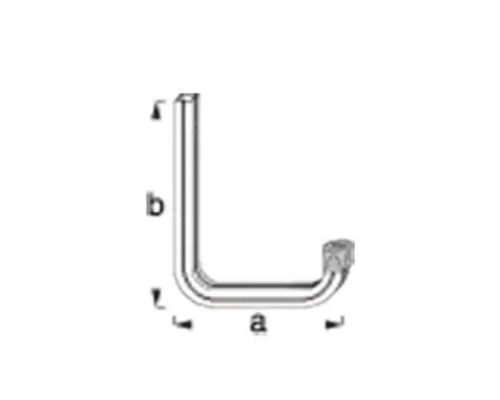 Imagine a unei îndoiri de țeavă în formă de L cu dimensiuni.