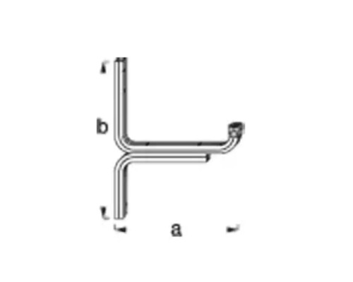 Ilustrație a unei instalații sanitare cu denumirile a și b pentru dimensiuni.