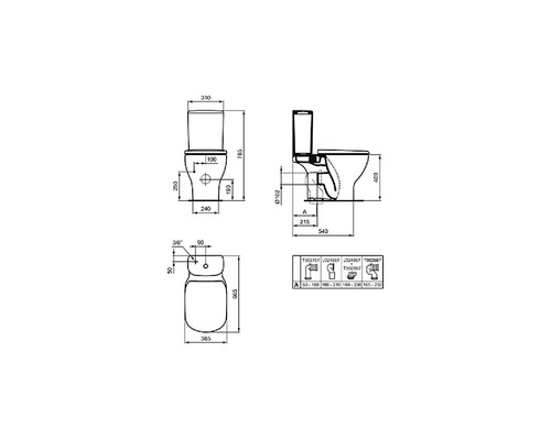 Ideal Standard Tesi - WC à poser avec abattant Soft-Close, évacuation  basse, AquaBlade, noir T3536V3