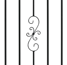 Vârf de gard metalic cu element decorativ pentru construcția gardului