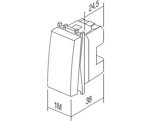 Comutator basculant cu dimensiunile 24,5 x 38 milimetri