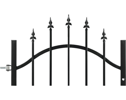 Detaliu al unui gard metalic negru cu vârfuri decorative