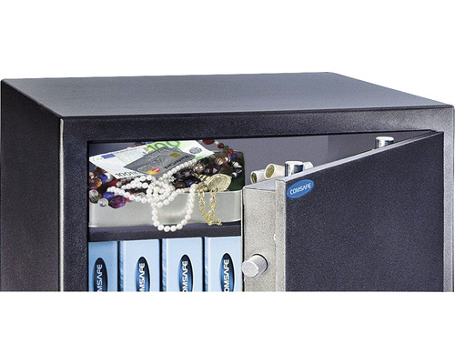 Seif deschis cu bani, bijuterii și documente