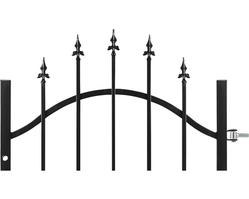 Imagine detaliată cu un gard negru de grădină cu vârfuri ornamentale decorative
