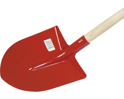 Cazma roșie cu mâner de lemn