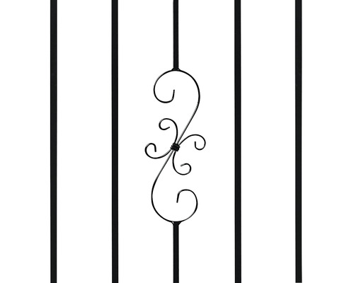 Detaliu al unui gard metalic cu elemente decorative