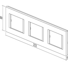 Cadru triplu pentru întrerupătoare și prize, dimensiuni 222x80x9 mm