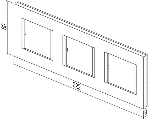 Cadru triplu pentru întrerupătoare și prize, dimensiuni 222x80x9 mm