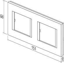 Desen cu capac dublu pentru ramă cu dimensiunile de 80 mm înălțime, 151 mm lungime și 9 mm grosime