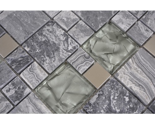 Mozaic pătrat din marmură și sticlă
