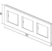 Cadru triplu pentru întrerupătoare și prize cu dimensiunile 80 x 222 x 9 mm