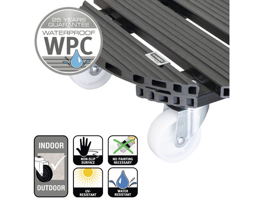 Placă cu rotile din WPC cu garanție de 25 de ani, impermeabilă, pentru interior și exterior, suprafață antiderapantă, nu necesită vopsire, rezistentă la UV, hidrofugă.