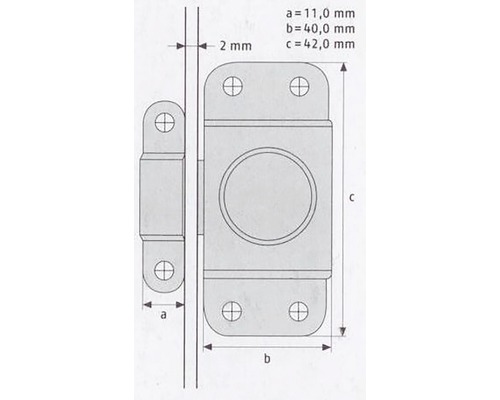 Desen tehnic al unei încuietori de cutie cu dimensiuni