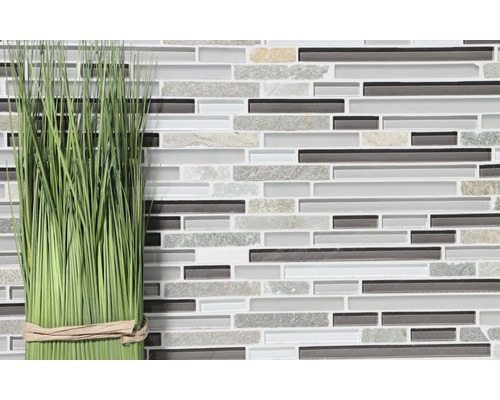 Placă de mozaic cu aspect de sticlă și piatră și decorație