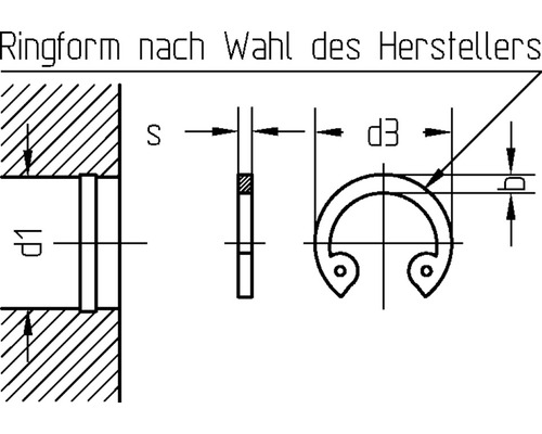Desen tehnic al unui inel de siguranță cu dimensiuni