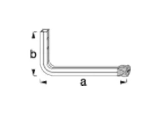 Reprezentarea unei chei tubulare unghiulare cu dimensiunile a și b.