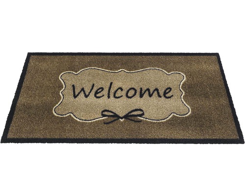 Covoraș de intrare cu mesaj de bun venit și fundă