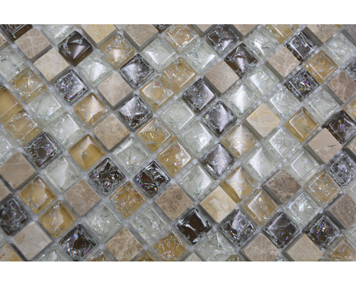 Placă de mozaic pătrată din sticlă și piatră