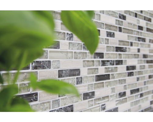 Plăci de perete din mozaic de sticlă cu pietre dreptunghiulare