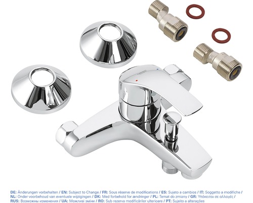 Baterie pentru cadă cu racorduri în S și rozete