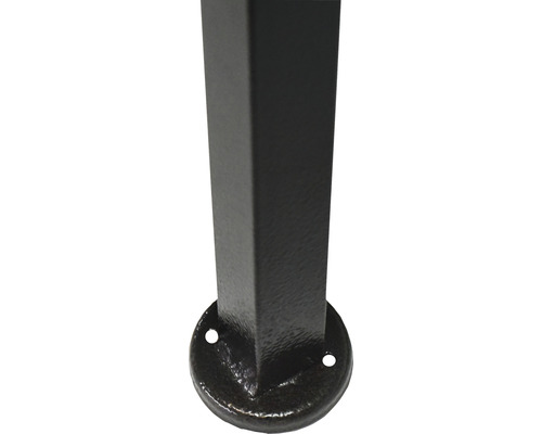 Picior de masă pătrat, de culoare neagră, cu placă de bază